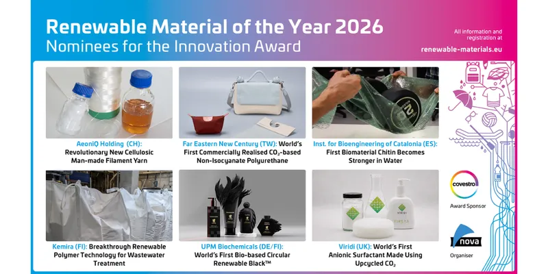 Renewable Materials Conference 2026 Announces Innovation Award Nominees and Final Programme